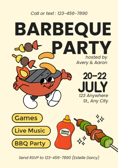 Beige Bbq Party A4 template