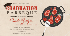 Beige graduation cookout Facebook post template