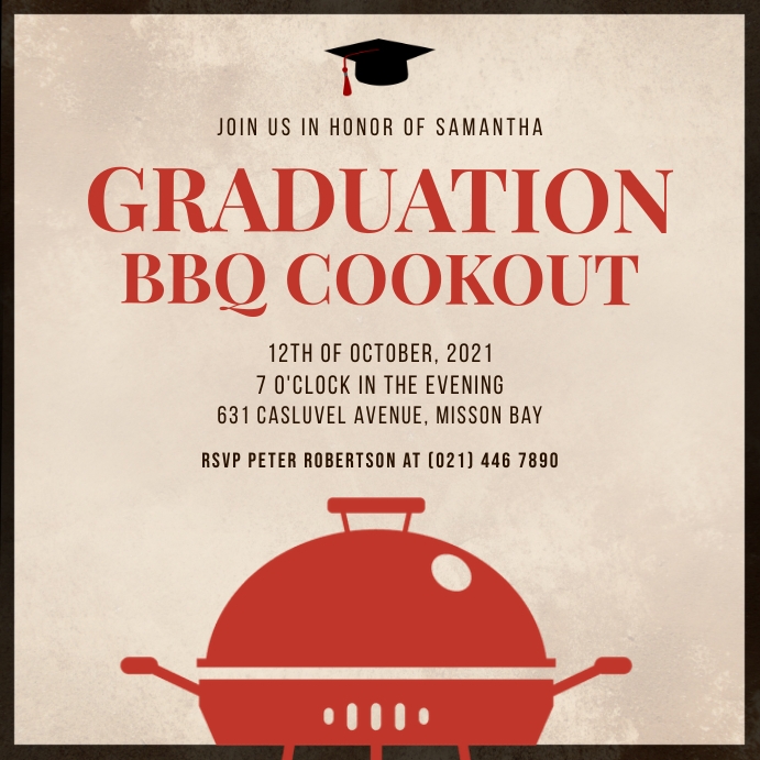 Red and Offwhite Graduation Barbecue Cookout Instagram Post Template ...