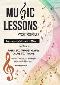 White Music Lessons Promotion A4 Template