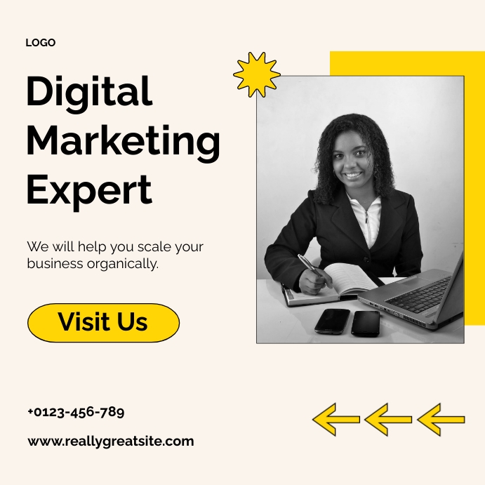 Beige Minimalist Digital Marketing Expert Ins Instagram Post template