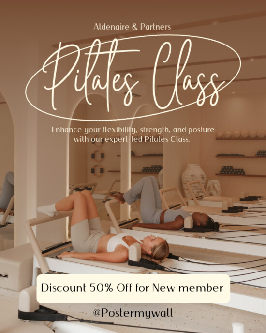Beige Modern & Minimal Pilates Class Instagram Portrait template