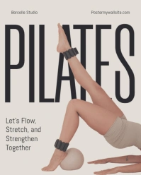 Beige Modern & Minimal Pilates Fitness Announcement Instagram Portrait template