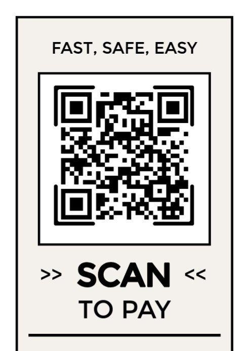 Beige Modern & Minimal Scan QR Code Payment A6 template