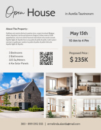 Beige Modern Open House Flyer Template – Real Estate Listing with Photos & Price Flyer ( Us Letter) 传单(美国信函)