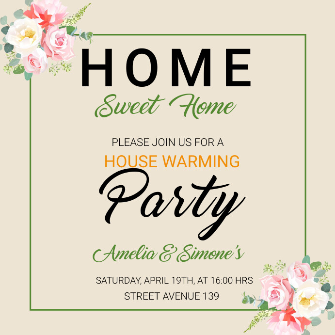 Beige Pastel House Warming Invitation Instag Template | PosterMyWall