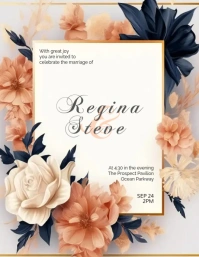Beige Wedding Invitation Template Flyer (US Letter)