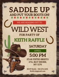 Beige wild west party invite flyer template