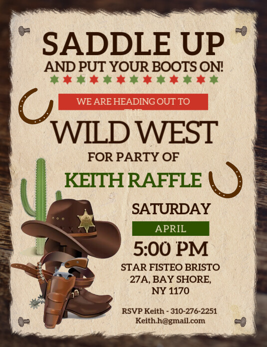 Beige wild west party invite flyer Template PosterMyWall