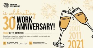 Beige Work Anniversary Invitation Facebook Po template