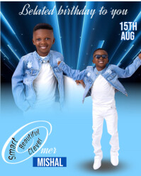 Belated birthday anniversary flyer for boys Instagram Portrait template