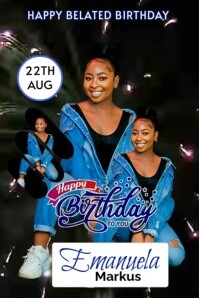 Belated happy birthday Poster template