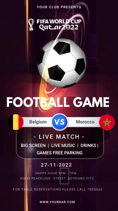 Belgium vs Morocco Instagram-Story template