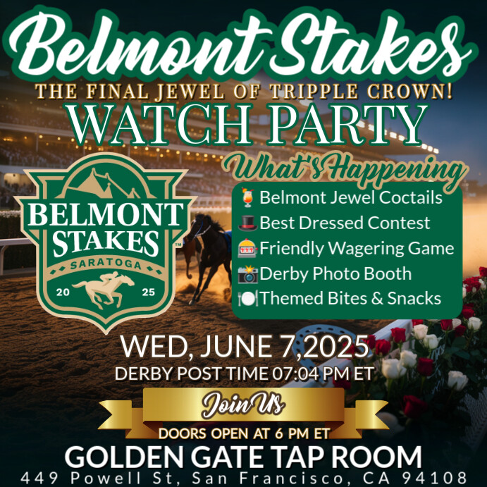 Copy of Belmont Stakes 2025 Watch Party Instagram Post Template ...