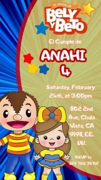 Оранжевый Children's Birthday Invitation Affichage numérique Template
