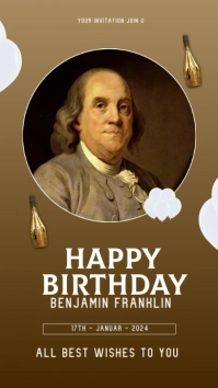Benjamin Franklin birthday poster Digitale Vertoning (9:16) template
