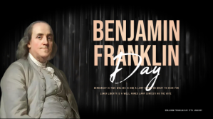 Benjamin Franklin day poster งานแสดงผลงานแบบดิจิทัล (16:9) template