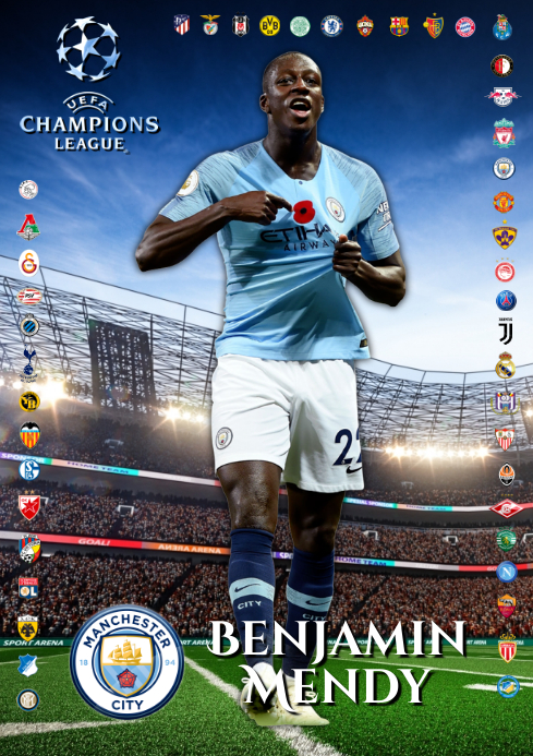 Benjamin Mendy Man City Templat Postermywall