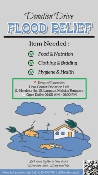 Berbasis Daftar Flood Relief Donation Drive Free Reel Instagram template