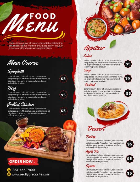 Berbasis Daftar Food Menu Pamflet (letter As) Template | PosterMyWall