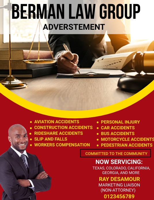 berman law group flyer Folheto (US Letter) template