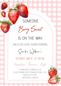 Berry Sweet Baby Shower Invitation A6 template