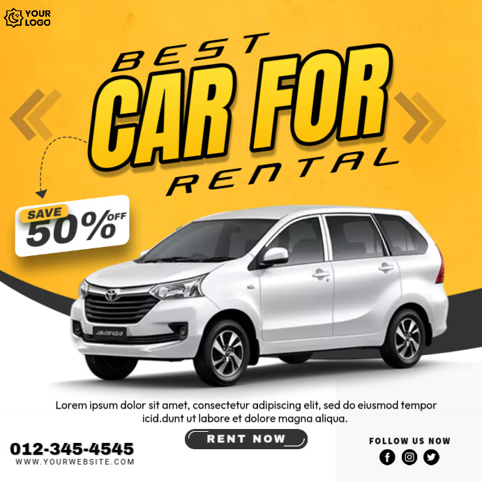 Best Car For Rent Template | PosterMyWall