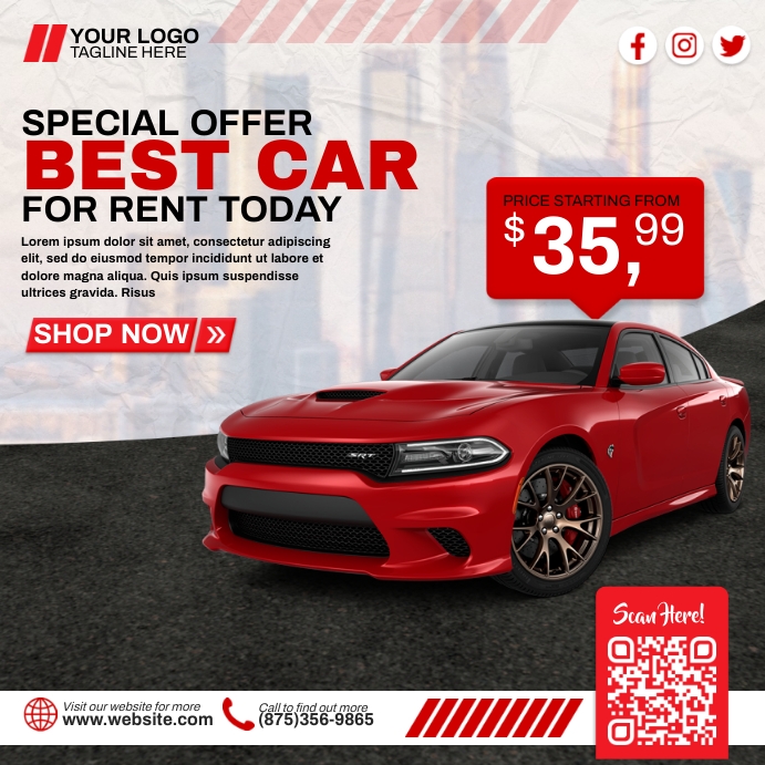 Best Car For Rent Template | PosterMyWall