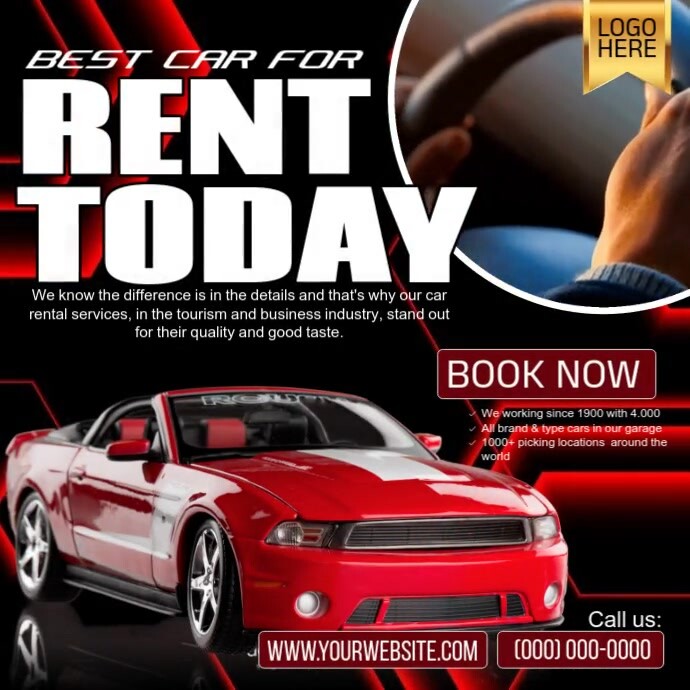 Best Car For Rent Today Flyer Template | PosterMyWall