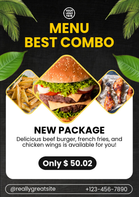 Menu Combination Best combo menu for restaurant and sale offer Template | PosterMyWall