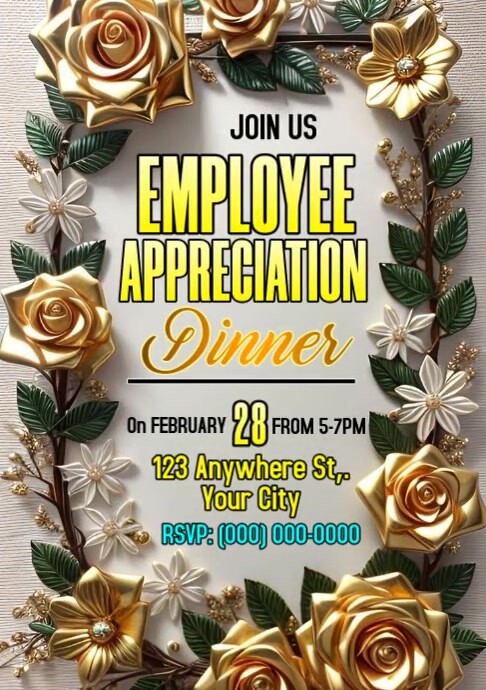 Best Employee Appreciation Dinner FLyer A4 template