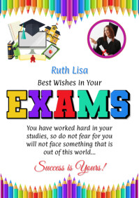 Success Card Message Examples Pink Exam Success Wishes A5 Template | PosterMyWall