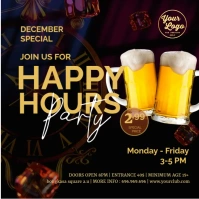 Black and Gold Happy Hours Party Bar Instagram Post template