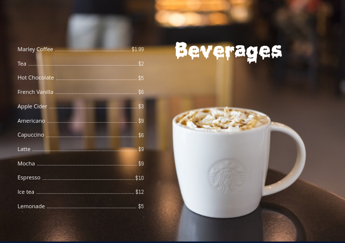 Menu Minuman Templat Postermywall