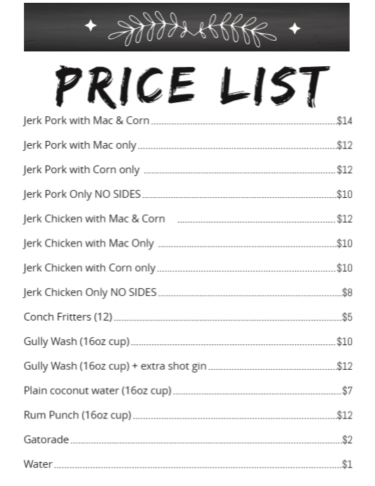 Copy of price list, | PosterMyWall