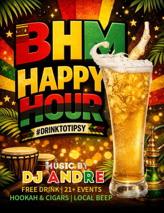 Plantilla de BHM Happy Hour Event Ads | PosterMyWall