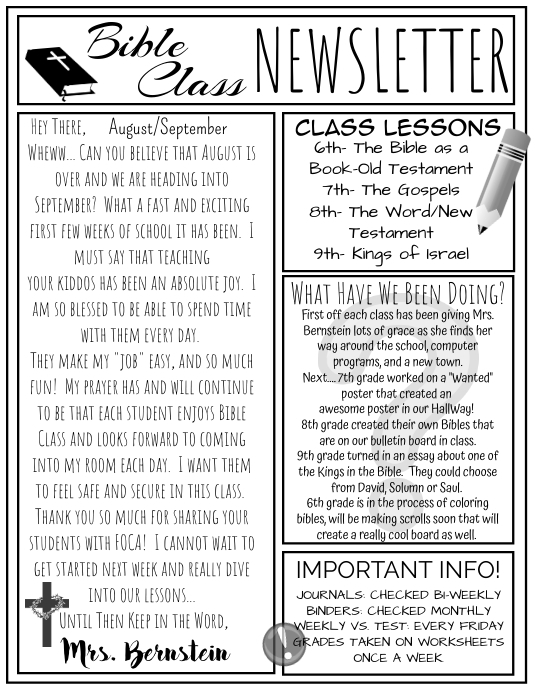 BIBLE CLASS NEWSLETTER Template | PosterMyWall