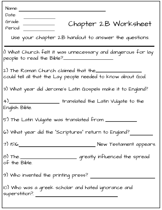 Copy of Bible Class Worksheet 2.B | PosterMyWall