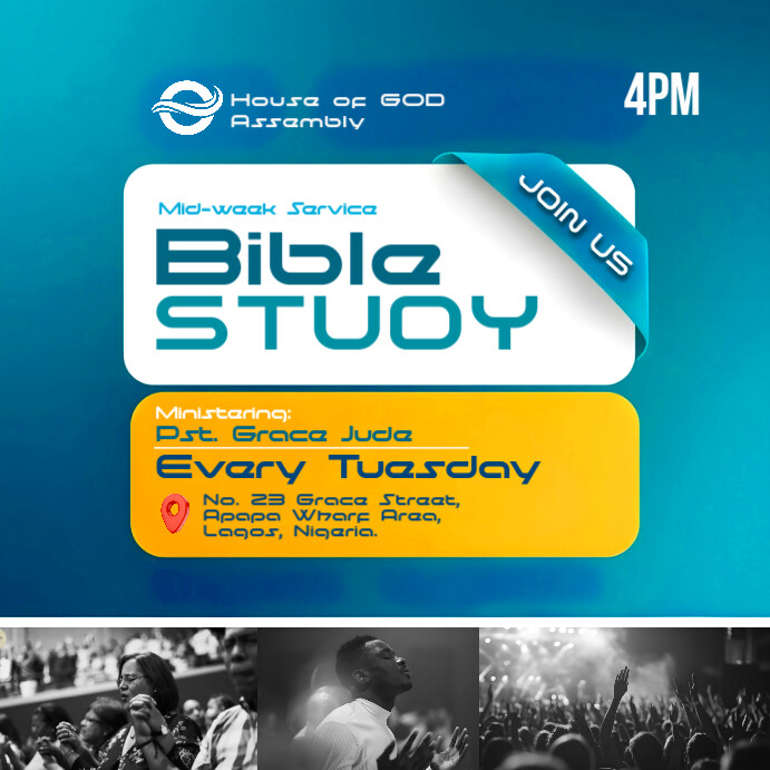 bible study, church, revival prayer worship and praise, sunday service flyer, worship concert Instagram Post template