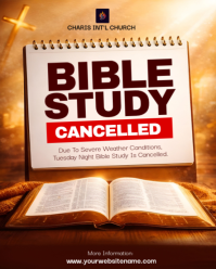 Bible Study Cancelled Announcement Flyer Template - Church Event Weather Cancellation Poster with Op Instagram Portrait