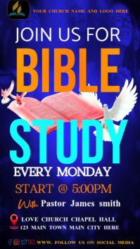 Blå Bible Study Event Digitalt display Template