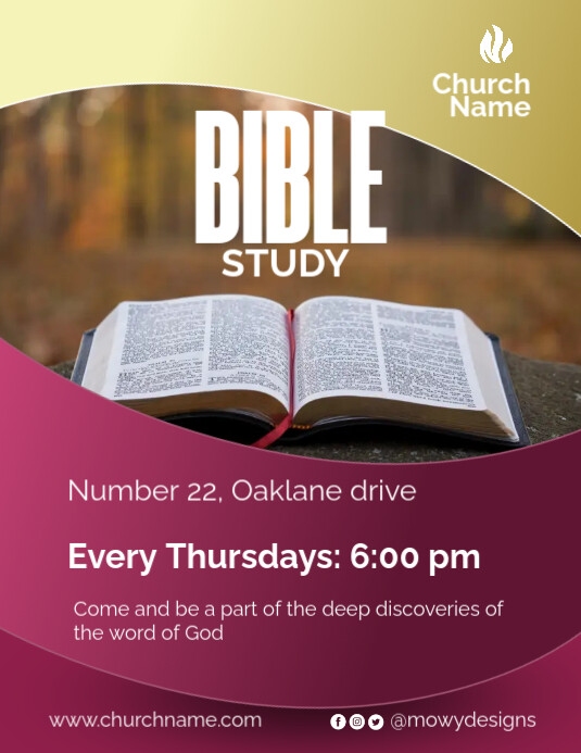 Bible Study Flyer Folheto (US Letter) template