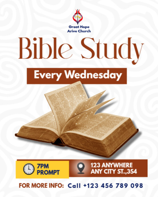 Bible Study Poster Template – Church Fellowship & Weekly Scripture ...