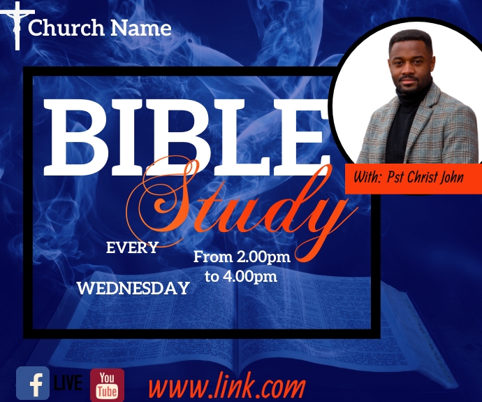 bible study poster template Retângulo médio