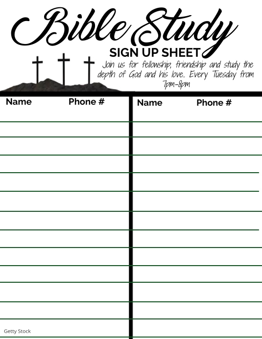 Bible Study sign up sheet Template PosterMyWall