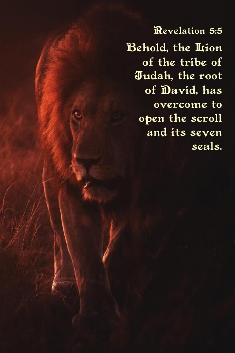 bible verse lion of the tribe of Judah Plakkaat template