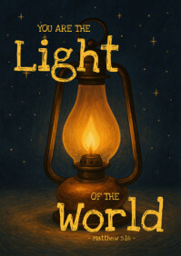 Bible verse with vintage oil lamp - Matthew 5.14 A5 template