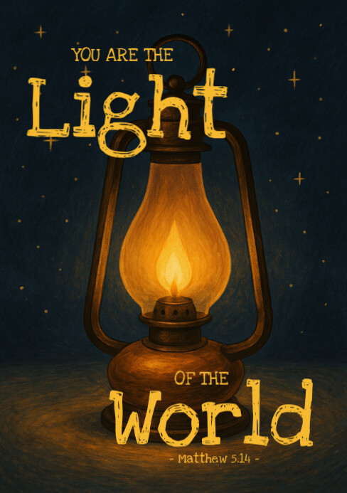 Bible verse with vintage oil lamp - Matthew 5.14 A5 template