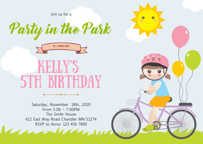 Bicycle Birthday Party Invitation Template Postermywall