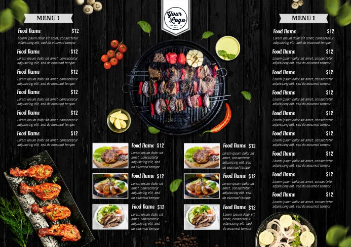 Bifold Restaurant Food Menu Template A4